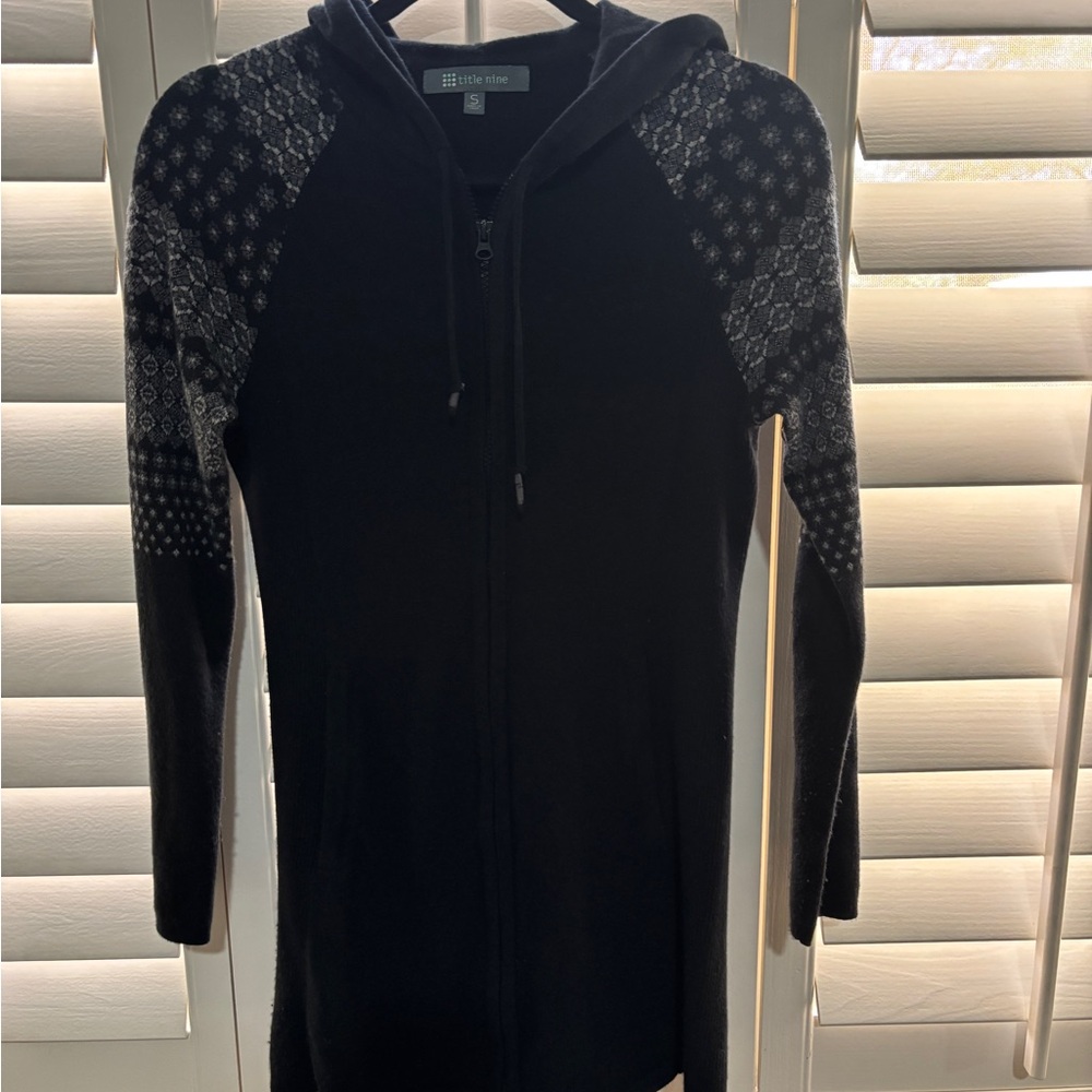 Title Nine Black Hooded Cardigan